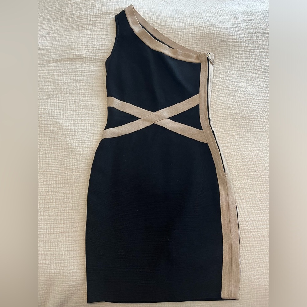 Marciano - Black and Tan Bandage Dress - Size XS